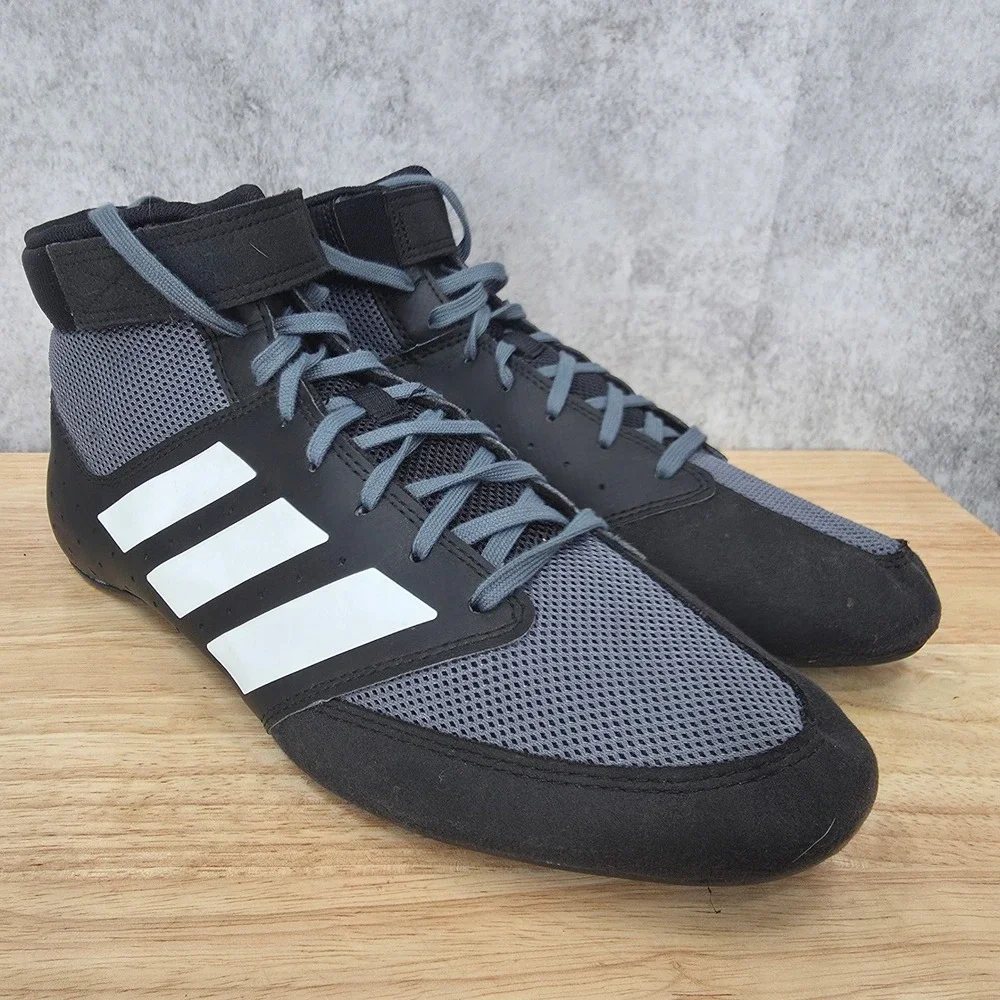 Adidas Mat Hog 2.0 Wrestling Shoes Mens 12 Black White Boxing Combat Sport MMA